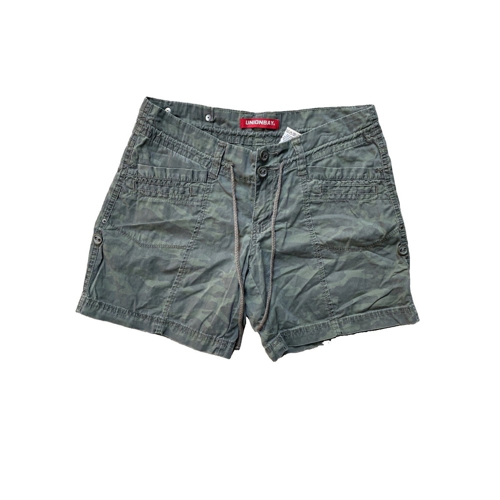 Unionbay Women s Camo Cargo Shorts Size 5 Green Cotton Low Rise Casual
